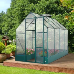 Outsunny Gewächshaus Für Den Garten, Vielseitig Nutzbar Als Treibhaus, Tomatenhaus, Frühbeet Und Pflanzenhaus, 4 Mm PC Sonnenschutzplatte, Aluminium, Transparent+Grün, 250x190x219 Cm 10 Outsunny Gewächshaus Für Den Garten, Vielseitig Nutzbar Als Treibhaus, Tomatenhaus, Frühbeet Und Pflanzenhaus, 4 Mm PC Sonnenschutzplatte, Aluminium, Transparent+Grün, 250x190x219 Cm -Garten- & Gewächshäuser Geschäft 790ad724e6761e0448647f3662030aac