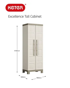 KETER EXCELLENCE Utility Cabinet - Beige Und Taupe - 65 X 45 X 182 Cm -Garten- & Gewächshäuser Geschäft 792aab6a47383225ac000289af6c03ed