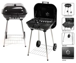 TOOLTRADERS Holzkohlegrill Mit Deckel Räder Belüftung Gartengrill Grill 46x47 Cm