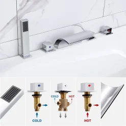 Auralum Badewannenarmatur 5-Loch Armatur Für Badewanne Wasserhahn Wasserfall Wannenbatterie Für Den Wannenrand, Chrom 12 Auralum Badewannenarmatur 5-Loch Armatur Für Badewanne Wasserhahn Wasserfall Wannenbatterie Für Den Wannenrand, Chrom -Garten- & Gewächshäuser Geschäft 7949354030a7206140b4e06e0a3e864b