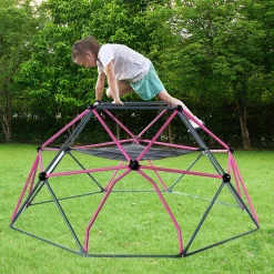 Merax 8FT Klettergerüst Ø 244cm Kletterkuppel Kinder Kletterleiter, Klettergerüst Mit Hängematte, 375 Kg Belastbar, Rosa-Schwarz -Garten- & Gewächshäuser Geschäft 7969a2ce31148fe132d5956b904c1280