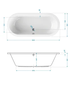 Calmwaters® Freistehende Badewanne 180x80 Cm, Acrylwanne Modern Soft, Duo-Badewanne Für 2 Personen, Maße 180 X 80 Cm, Freistehende Wanne Oval, Runde Badewanne Freistehend, Duowanne Weiß, 02SL3337 -Garten- & Gewächshäuser Geschäft 79756d66162d216f48e018452040c264