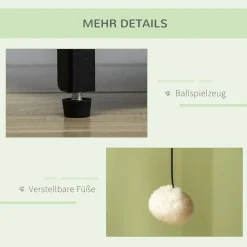 PawHut Katzenschrank Für Katzentoilette, Katzenhaus Mit Magnetischer Tür, Katzenklo, Katzenhöhle Mit Spielball, Beistelltisch, Erhöhtes Design, Eiche, 80 X 48 X 55 Cm -Garten- & Gewächshäuser Geschäft 7992071b632277ec768a310e52df7879