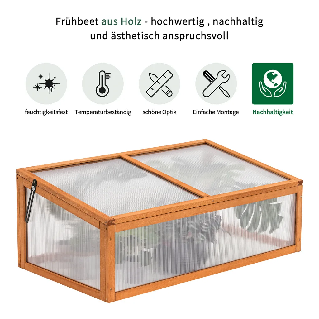 MCombo Frühbeet Gewächshaus Treibhaus Frühbeetkasten Aufsatz Pflanzenbeet Holz 0698 9 MCombo Frühbeet Gewächshaus Treibhaus Frühbeetkasten Aufsatz Pflanzenbeet Holz 0698 – Bild 9