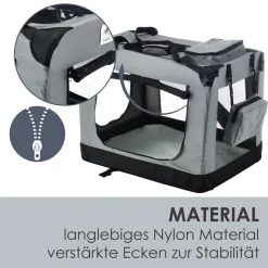 Juskys Hundetransportbox Lassie XL (grau) Faltbar - 58 X 82 X 58 Cm - Hundebox Mit Decke, Tasche & Griffen – Stoff Autotransportbox Für Hunde 15 Juskys Hundetransportbox Lassie XL (grau) Faltbar - 58 X 82 X 58 Cm - Hundebox Mit Decke, Tasche & Griffen – Stoff Autotransportbox Für Hunde -Garten- & Gewächshäuser Geschäft 79aa757efbfd0ff284845d1a9d14c3ba