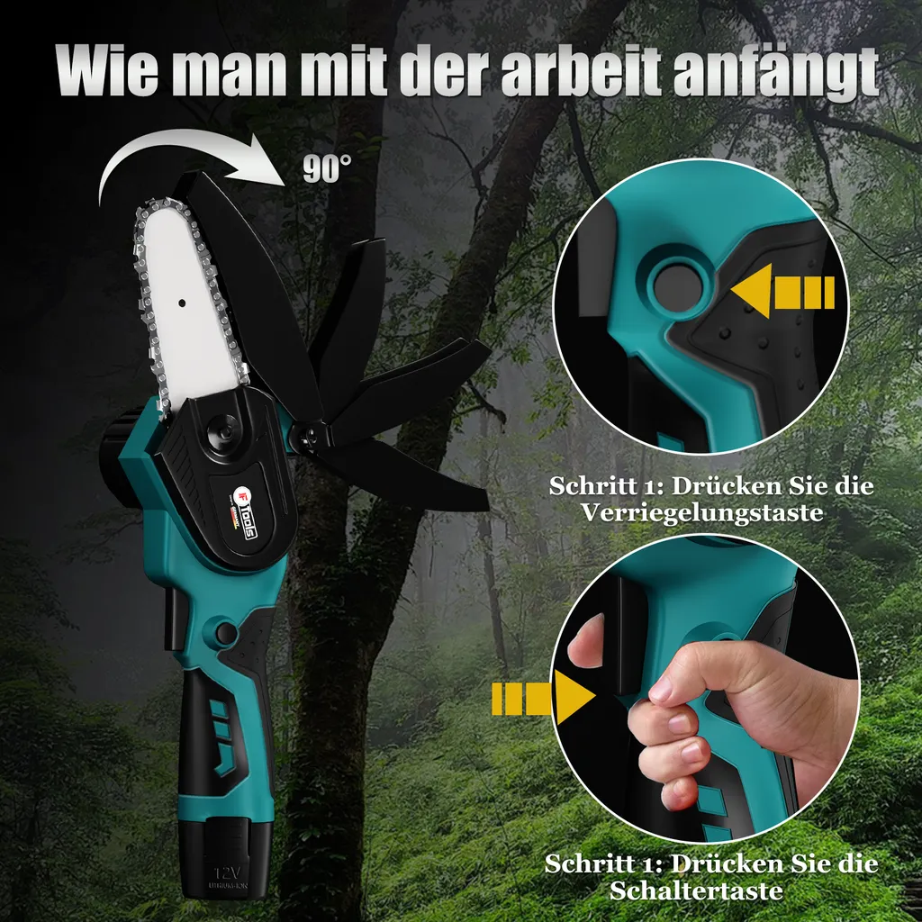 Mini Kettensäge Mit Akku, IF TOOLS Akku Kettensäge, 4-Zoll Tragbar Kettensäge Elektrisch Mit Zwei Stück Akku & Schnell Ladegerät, Akku Handkettensäge Für Bäume, Astwälde(BS8020) 5 Mini Kettensäge Mit Akku, IF TOOLS Akku Kettensäge, 4-Zoll Tragbar Kettensäge Elektrisch Mit Zwei Stück Akku & Schnell Ladegerät, Akku Handkettensäge Für Bäume, Astwälde(BS8020) – Bild 5