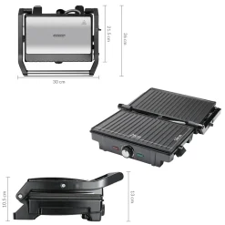 Monzana Kontaktgrill XL 180°C Klappbar Antihaftbeschichtung Edelstahl Temperaturkontrolle 1600W Tischgrill Sandwich Maker -Garten- & Gewächshäuser Geschäft 79c56ae8b5fa03fad43f1e706a1094cf