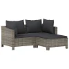 VidaXL 3-tlg. Garten-Lounge-Set Mit Kissen Grau Poly Rattan