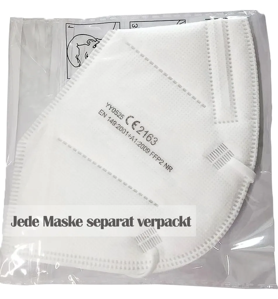Chuanglanou Atemschutzmaske FFP2 NR Maske - Schutzmaske 25 Stück WEIß 3 Chuanglanou Atemschutzmaske FFP2 NR Maske - Schutzmaske 25 Stück WEIß – Bild 3