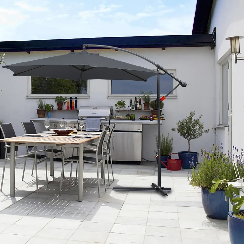 EINFEBEN Sonnenschirm Alu Ampelschirm ? 350cm Grau Gartenschirm Mit Staender, Hoehenverstellbar, Klappbar, UV-Schutz 40+ Diverse Farben Wasserabweisende Marktschirm 6 EINFEBEN Sonnenschirm Alu Ampelschirm ? 350cm Grau Gartenschirm Mit Staender, Hoehenverstellbar, Klappbar, UV-Schutz 40+ Diverse Farben Wasserabweisende Marktschirm – Bild 6