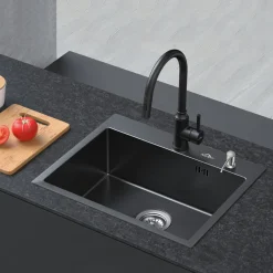 Auralum Edelstahl Küchenspüle 55 X 45 Cm Einbauspüle Für Ab 60 Cm Unterschrank, Dunkelgrau + Hochdruck Schwarz Küchenarmatur -Garten- & Gewächshäuser Geschäft 7a06ae7c99c08b9081d4581808fb5a86 2