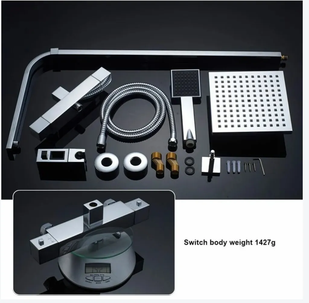 AURALUM Duschsäule Mit Thermostat 2 Wasserauslass Funktion Verstellbare Höhe 5 AURALUM Duschsäule Mit Thermostat 2 Wasserauslass Funktion Verstellbare Höhe – Bild 5