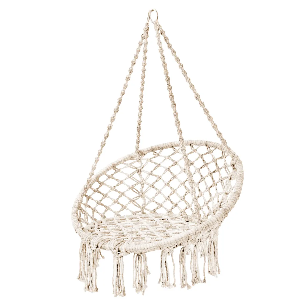 SVITA CARRIE Hängesessel Mit Rahmen Im Boho-Style Zum Aufhängen Mit Kissen Beige 2 SVITA CARRIE Hängesessel Mit Rahmen Im Boho-Style Zum Aufhängen Mit Kissen Beige – Bild 2