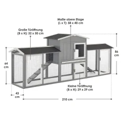 Juskys Hasenstall 210x43x86 Cm Mit Dach, Leiter & Fach - Kaninchenstall Groß, Doppelstöckig & Modern - Stall Kaninchen Im Garten - Hasenkäfig Grau -Garten- & Gewächshäuser Geschäft 7a338a972df74ecfebb6a1f3fcd9c63e