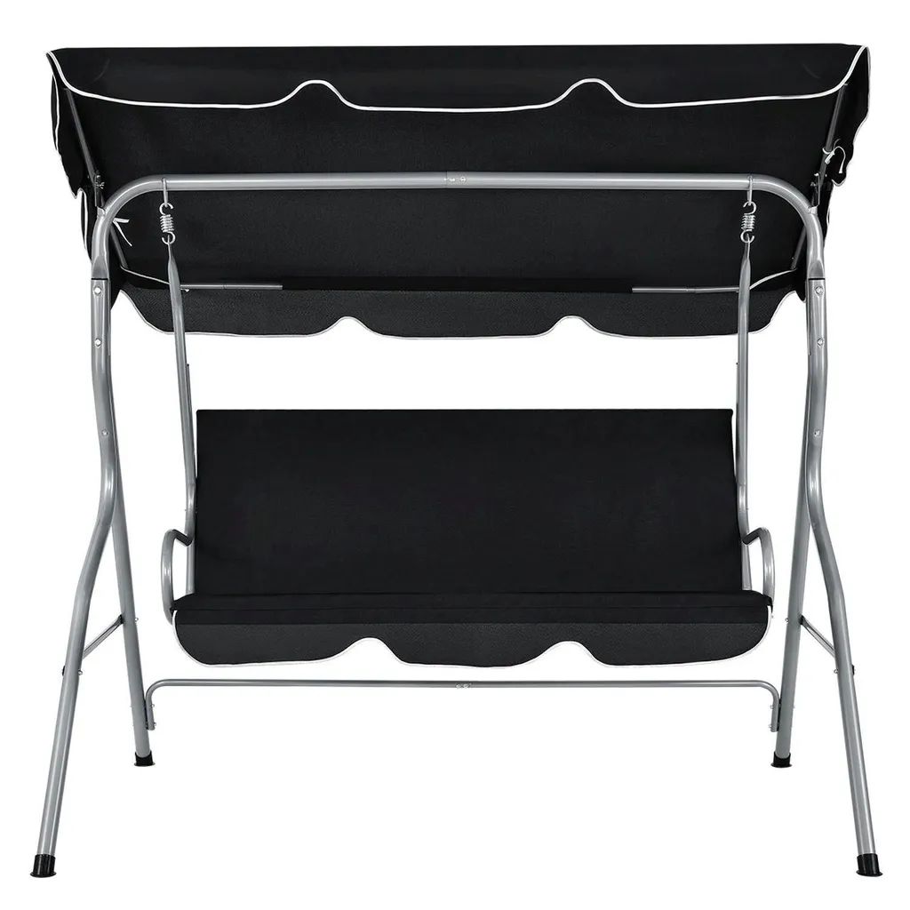 Juskys Hollywoodschaukel 3-Sitzer Mit Dach & Sitzauflage – Gartenschaukel 200 Kg Belastbar – Schaukelbank Für Garten & Terrasse - Schwarz 7 Juskys Hollywoodschaukel 3-Sitzer Mit Dach & Sitzauflage – Gartenschaukel 200 Kg Belastbar – Schaukelbank Für Garten & Terrasse - Schwarz – Bild 7