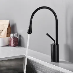 Auralum 360° Drehbar Küchenarmatur Mischbatterie Einhebelmischer Küche Wasserhahn Armatur Schwarz