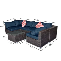 Mucola Gartenmöbel Sitzgruppe Sofa Braun Blau Sitzkissen Lounge Polyrattan Rattanmöbel Möbel Sitzgarnitur Set Couch Gartenset Essgruppe Gartengarnitur XXL Marineblau -Garten- & Gewächshäuser Geschäft 7a9e236e1c272f40bb1e3ee5aa97d7e3