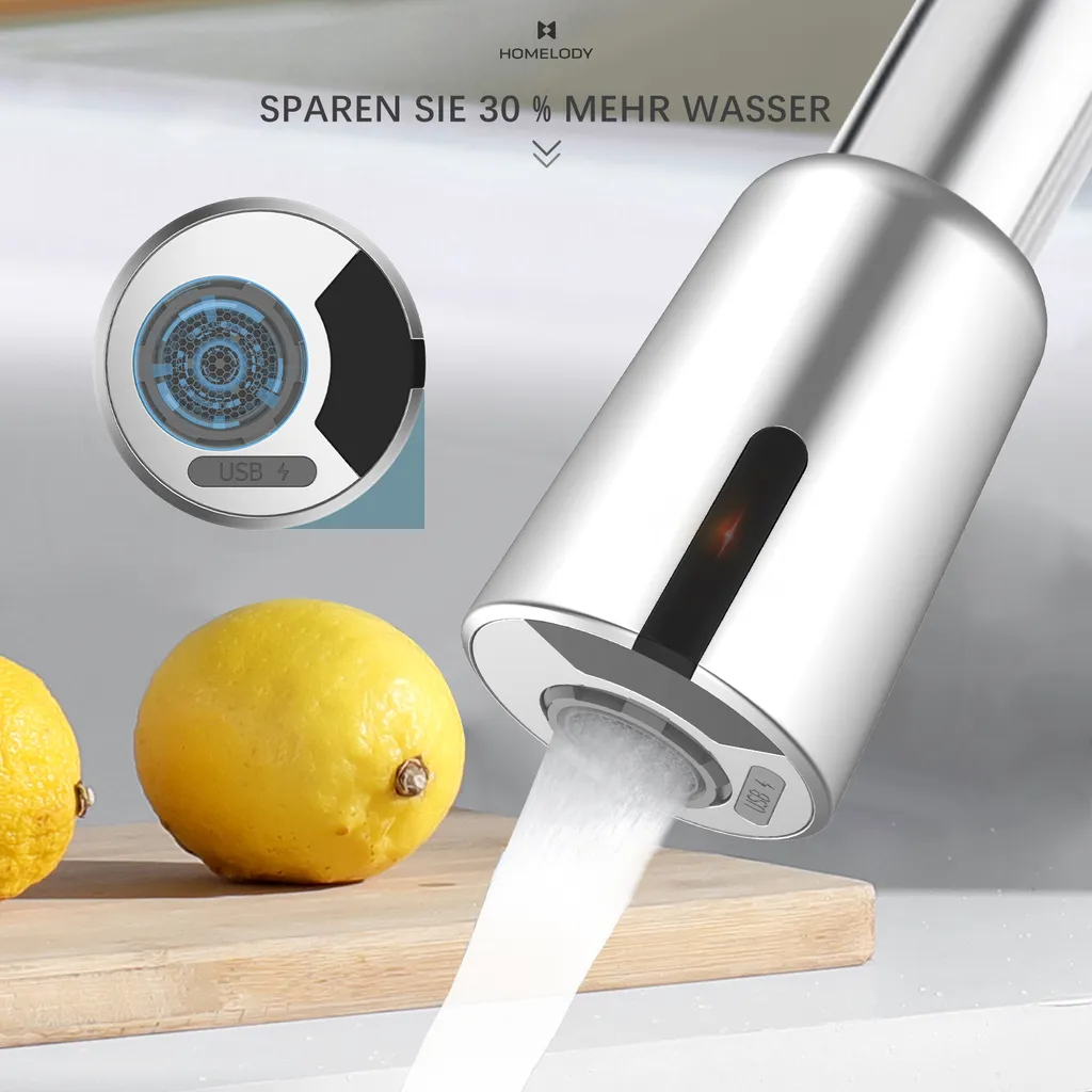 Homelody Infrarot Sensor Wasserhahn Küche, Küchenarmatur Ersatzkopf Mit USB-Ladegerät Wassersparender Sensor Berührungsloser Automatischer Wasserhahn, Infrarot-Sensor-Adapter Wasserhahn 2 Homelody Infrarot Sensor Wasserhahn Küche, Küchenarmatur Ersatzkopf Mit USB-Ladegerät Wassersparender Sensor Berührungsloser Automatischer Wasserhahn, Infrarot-Sensor-Adapter Wasserhahn – Bild 2