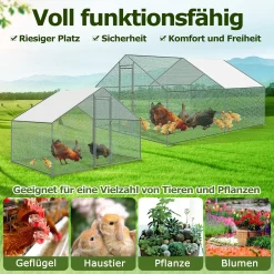 YARDIN Hühnerstall 3 X 4 X 2 M Hühnerhaus Kleintierstall Freilaufgehege Kleintiergehege Voliere Freigehege Hühnerkäfig Geflügelstall Verzinkter Stahlrahmen Mit Dach -Garten- & Gewächshäuser Geschäft 7ac60d92f107497b13f193d6b5a67b11