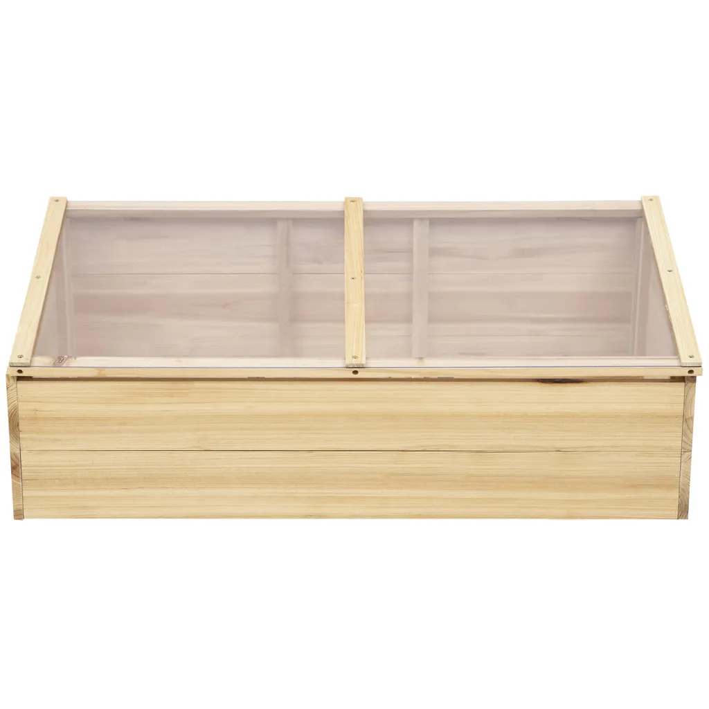 Outsunny Gewächshaus Holz Frühbeet Frühbeetkasten Treibhaus Garten & Pflanzkasten-System Für Garten Balkon, 100 X 50 X 35 Cm, Natur, Tanne, PC-Platte 3 Outsunny Gewächshaus Holz Frühbeet Frühbeetkasten Treibhaus Garten & Pflanzkasten-System Für Garten Balkon, 100 X 50 X 35 Cm, Natur, Tanne, PC-Platte – Bild 3