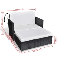 VidaXL 2-tlg. Garten-Lounge-Set Mit Auflagen Poly Rattan Schwarz -Garten- & Gewächshäuser Geschäft 7b17d7d4fb63c645c62afe91b8f37a49