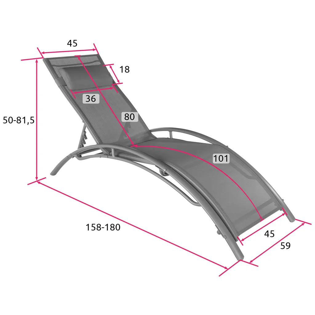 Tectake 2 Gartenliegen Aus Aluminium, 5-stufig - Grau 3 Tectake 2 Gartenliegen Aus Aluminium, 5-stufig - Grau – Bild 3