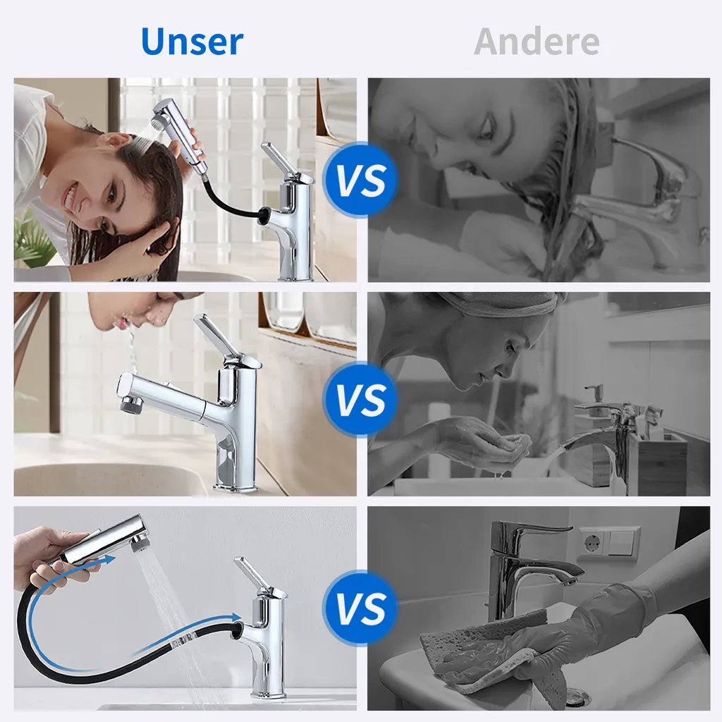 Aihom Homelody Wasserhahn Küche Küchenarmatur Mit Ausziehbarer Brause Spültischarmatur Küche Mit 2 Strahlarten, Badarmatur Mischbatterie Küche, Armatur Für Küche/Bad, Chrom 4 Aihom Homelody Wasserhahn Küche Küchenarmatur Mit Ausziehbarer Brause Spültischarmatur Küche Mit 2 Strahlarten, Badarmatur Mischbatterie Küche, Armatur Für Küche/Bad, Chrom – Bild 4