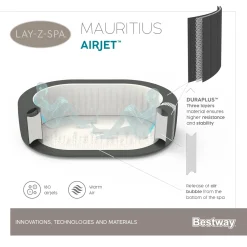 Bestway® LAY-Z-SPA® Whirlpool Mauritius AirJet™ 270 X 180 X 71 Cm, Oval -Garten- & Gewächshäuser Geschäft 7b8ca509472a0959d606e24d8087608d