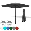 EINFEBEN 3.5m Sonnenschirm Gartenschirm Wasserabweisend Terrassenschirm UV40+ Mit Handkurbel Balkon Marktschirm,Grau,3.5m