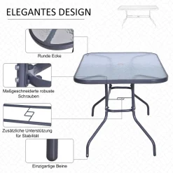 Outsunny Gartentisch Bistrotisch Balkontisch Garten Beistelltisch Bistrotisch Gartenmöbel Mit Glasplatte Schirmloch Hartglas + Metall Carbongrau 140 X 80 X 70 Cm -Garten- & Gewächshäuser Geschäft 7bbdc7ed509f9ff8a7af0f18ccc62d74