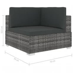 VidaXL Modular-Sofa-Eckteil 1 Stk. + Auflagen Poly Rattan Grau -Garten- & Gewächshäuser Geschäft 7bfb1a094a13f0ca32a9f40a34ce26be