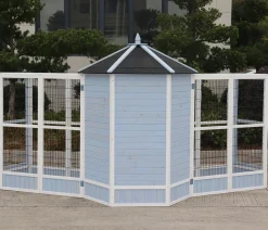 Dehner Vogelgehege Santorini, 60 X 116,4 X 136 Cm, Holz/Metall, Weiß/blau -Garten- & Gewächshäuser Geschäft 7c3b7f98b394832e68c7d2f3980857a5