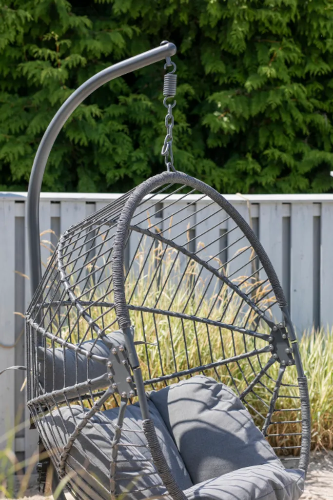 Mr. Deko Hängesessel Modena Light Grey Mit Gestell 4 Mr. Deko Hängesessel Modena Light Grey Mit Gestell – Bild 4