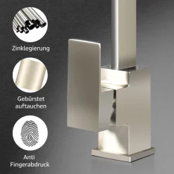 Tonerkingdom Wasserhahn Küchenarmatur 304 Edelstahl Quadratische Spüle Mischbatterie Küchenarmatur Mit Schwenkbarem Auslauf Deck Mount -Garten- & Gewächshäuser Geschäft 7c5b83c526fde8d88c68efa508b336ea