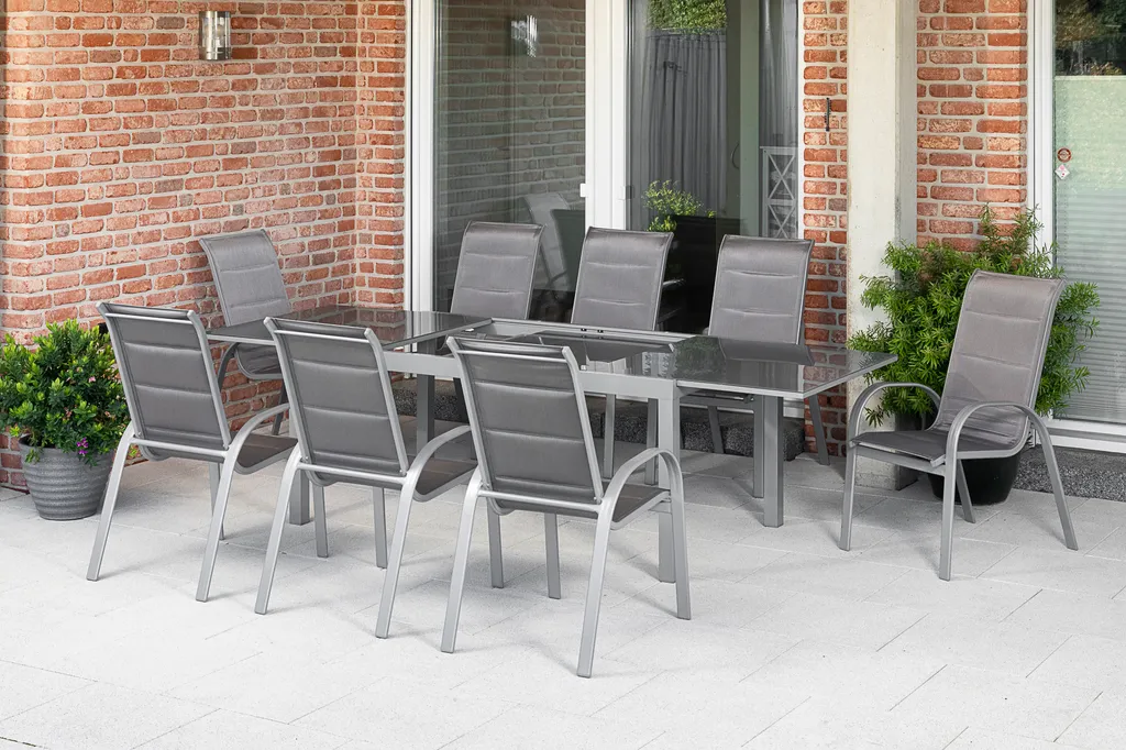 Merxx Gartenmöbelset "Amalfi Di Lusso" 9tlg. - Aluminiumgestell Mit Textilbespannung Diamantbraun - 50329-330 2 Merxx Gartenmöbelset "Amalfi Di Lusso" 9tlg. - Aluminiumgestell Mit Textilbespannung Diamantbraun - 50329-330 – Bild 2