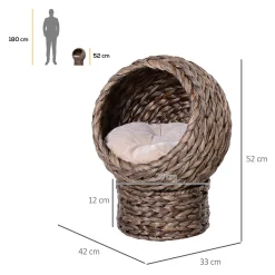 PawHut Rattan Katzenkorb Katzenhöhle Katzenhütte Katzenbett Mit Kissen Haustierbett Wasserhyazinthe Dunkelbraun 42 X 33 X 52 Cm -Garten- & Gewächshäuser Geschäft 7cd3cf9bb263121be503ed5ba8c77a15