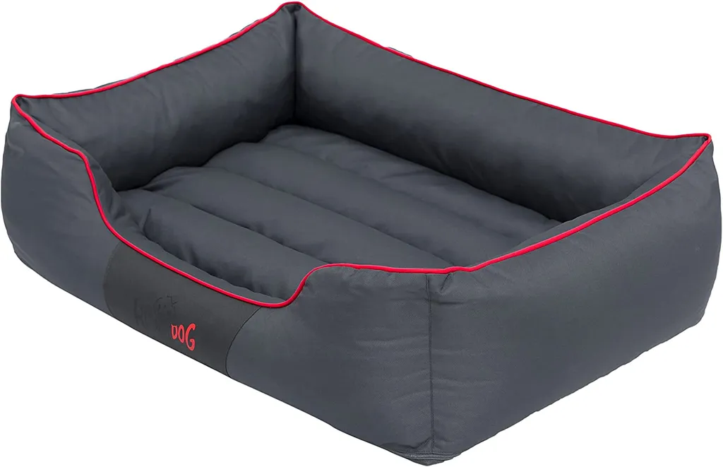 Hobbydog Hundebett, Sofa, Korb Tierbett Comfort, Größe XL, 82 X 62 Cm, Grau Mit Einem Roten Streifen 1 Hobbydog Hundebett, Sofa, Korb Tierbett Comfort, Größe XL, 82 X 62 Cm, Grau Mit Einem Roten Streifen