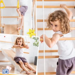 Merax 6-in-1 Multifunktions Kletterspielzeug Set Inkl. Rutsche Schaukel Klettergerüst Klimmzugsbereich Ringe Jungle Gym-Set, Indoor KlettergerüstSprossenwand Für Kinder, Massivholz, Natur -Garten- & Gewächshäuser Geschäft 7ceaf7b2de2a0587d9896ff849eb4c64