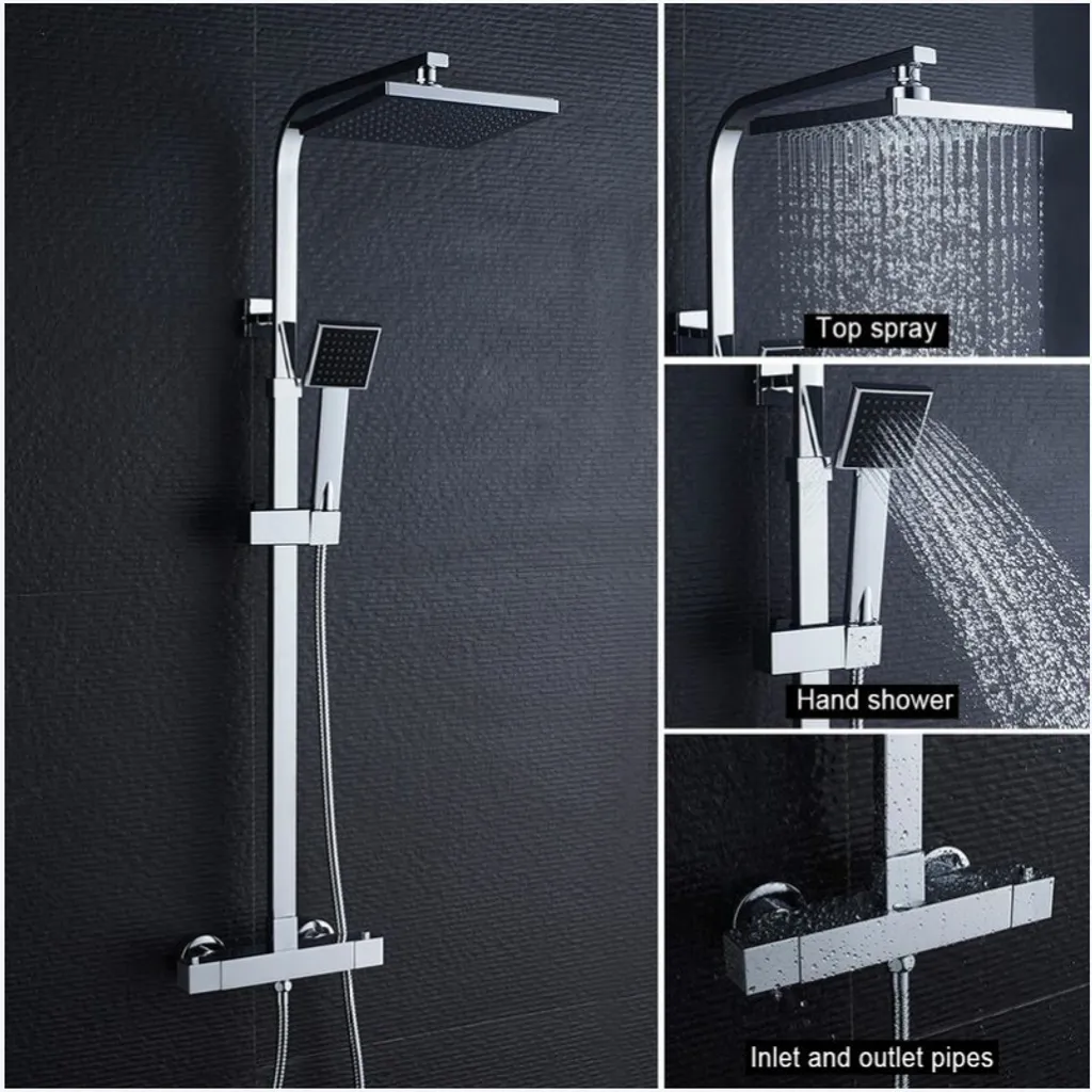 AURALUM Duschsäule Mit Thermostat 2 Wasserauslass Funktion Verstellbare Höhe 2 AURALUM Duschsäule Mit Thermostat 2 Wasserauslass Funktion Verstellbare Höhe – Bild 2