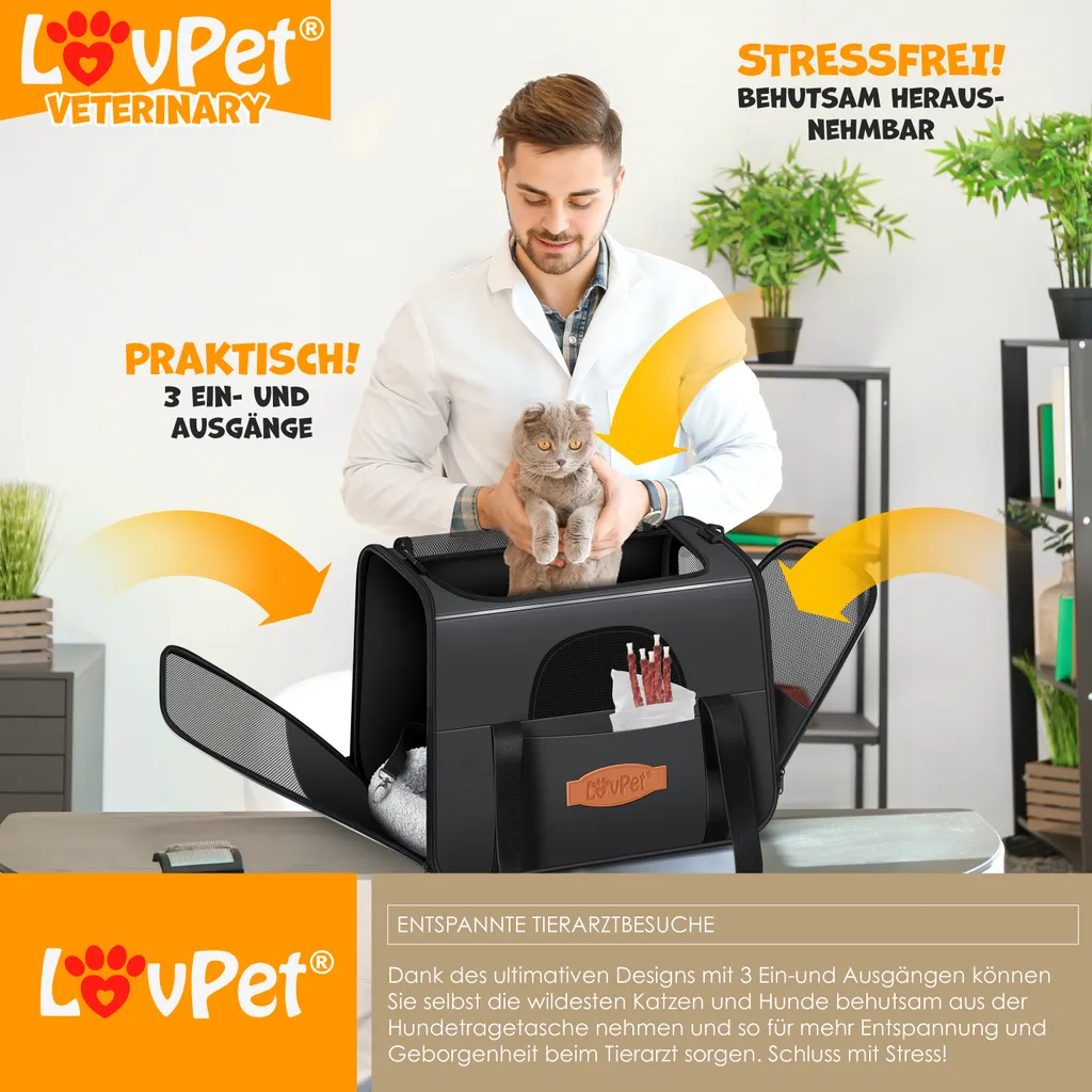 LOVPET® Hundebox Hundetasche Transportbox 2in1 Hunde & Katzentasche Hundetransportbox Inkl. Pet-Kissen + 3x Beutelrollen + Napf 44x31x36xm Transporttasche Für Haustiere, Haustiertransportbox, Farbe:Anthrazit 4 LOVPET® Hundebox Hundetasche Transportbox 2in1 Hunde & Katzentasche Hundetransportbox Inkl. Pet-Kissen + 3x Beutelrollen + Napf 44x31x36xm Transporttasche Für Haustiere, Haustiertransportbox, Farbe:Anthrazit – Bild 4
