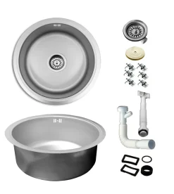 Keton Edelstahl Rund Küchenspüle 44cm Ø Edelstahlspüle Spüle Einbauspüle Spülbecken