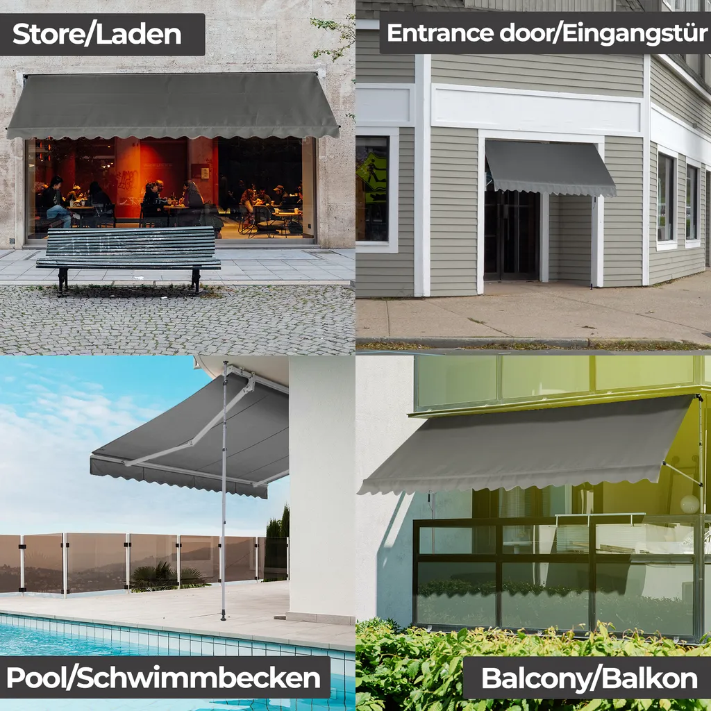 FF Europe Jago® Klemmmarkise - 300/350/400x80cm, Höhenverstellbar, Kurbel, Wasserabweisend, UV-Schutz, Terrasse, Sonnenschutz, Farbwahl - Balkon, Sonnenmarkise, Terrassenmarkise (350 X 80 Cm, Anthrazit) 8 FF Europe Jago® Klemmmarkise - 300/350/400x80cm, Höhenverstellbar, Kurbel, Wasserabweisend, UV-Schutz, Terrasse, Sonnenschutz, Farbwahl - Balkon, Sonnenmarkise, Terrassenmarkise (350 X 80 Cm, Anthrazit) – Bild 8