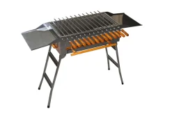 Walexo Familien Grill Mangal Inkl. 14 Spieße Aus Edelstahl Mit Klappbaren Füßen Schaschlik Und BBQ Kohlegrill Säulengrill Standgrill