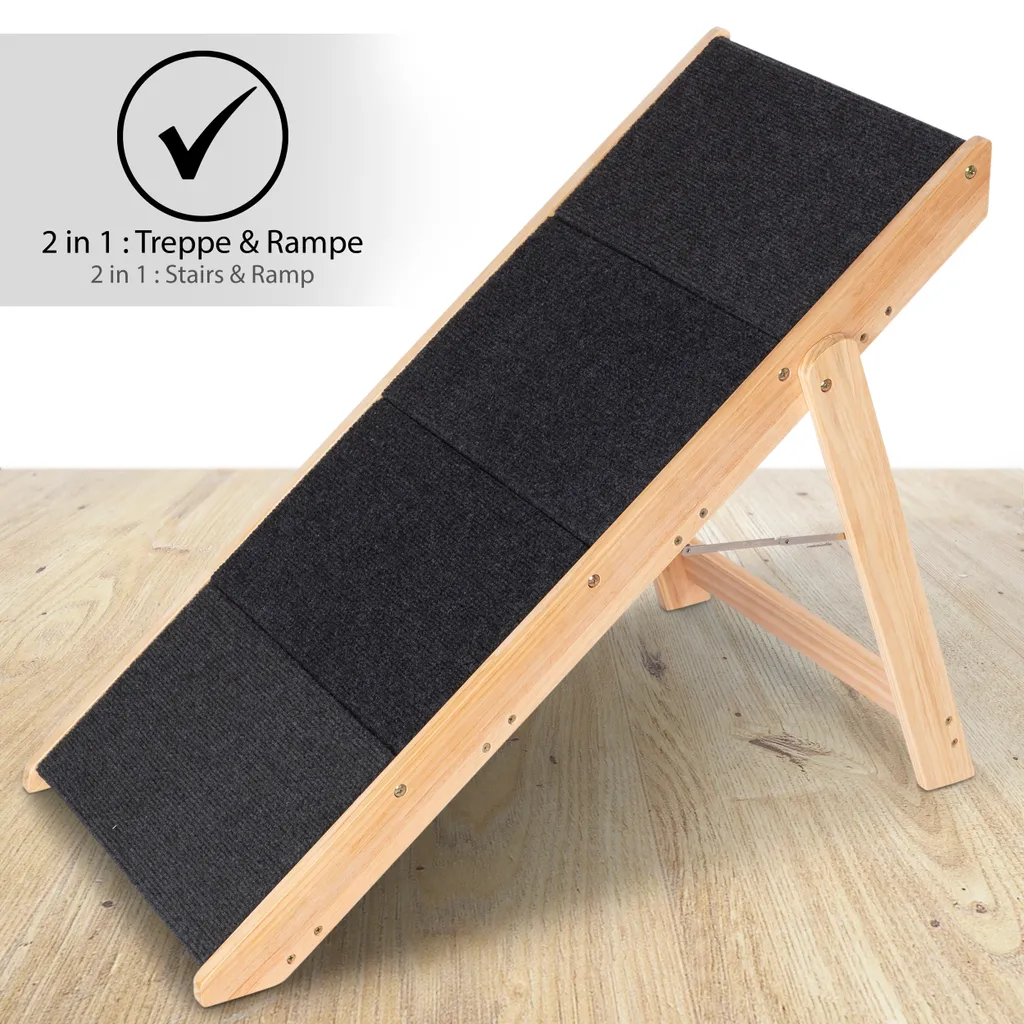 ONVAYA® Haustiertreppe | 4 Stufen | Treppe Für Hunde Und Katzen Aus Echtholz | Klappbar | 2 In 1 Treppe Und Rampe | Rutschfest 4 ONVAYA® Haustiertreppe | 4 Stufen | Treppe Für Hunde Und Katzen Aus Echtholz | Klappbar | 2 In 1 Treppe Und Rampe | Rutschfest – Bild 4