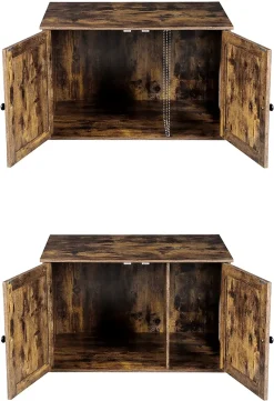 FEANDREA Katzentoilette, XXL, Katzenhaus, Mit Zwei Türen, Stark Und Langlebig, Ein Geschwungener Eingang, Mehr Platz, Vintagebraun PCL002X01 -Garten- & Gewächshäuser Geschäft 7d81cfdc383730a27d283e2ea7074e7c