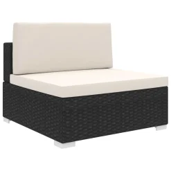 VidaXL Modular-Sofa-Mittelteil 1 Stk. + Auflagen Poly Rattan Schwarz