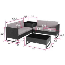 Tectake Rattanlounge Ostuni - Schwarz -Garten- & Gewächshäuser Geschäft 7d95c494204781176282f5af9ed74062