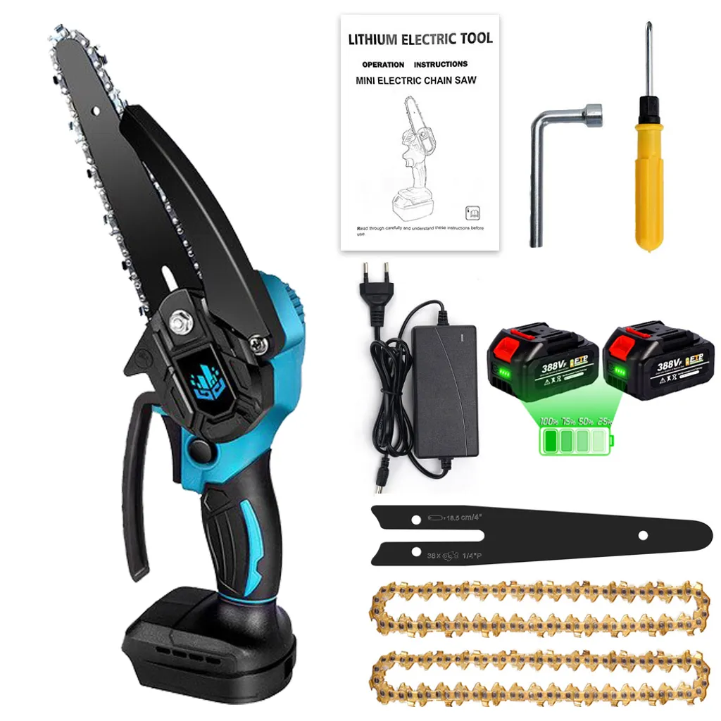 Yofidra 6 Zoll Elektrokettensägen Handkettensäge Mit 2 Akkus, 2 Gold Ketten Und Schwert 2 Yofidra 6 Zoll Elektrokettensägen Handkettensäge Mit 2 Akkus, 2 Gold Ketten Und Schwert – Bild 2