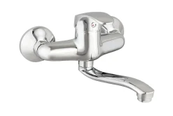 Schütte Spültischarmatur ORAZI Einhebelmischer Wandmontage Schwenkbarer Auslauf Chrom 36760