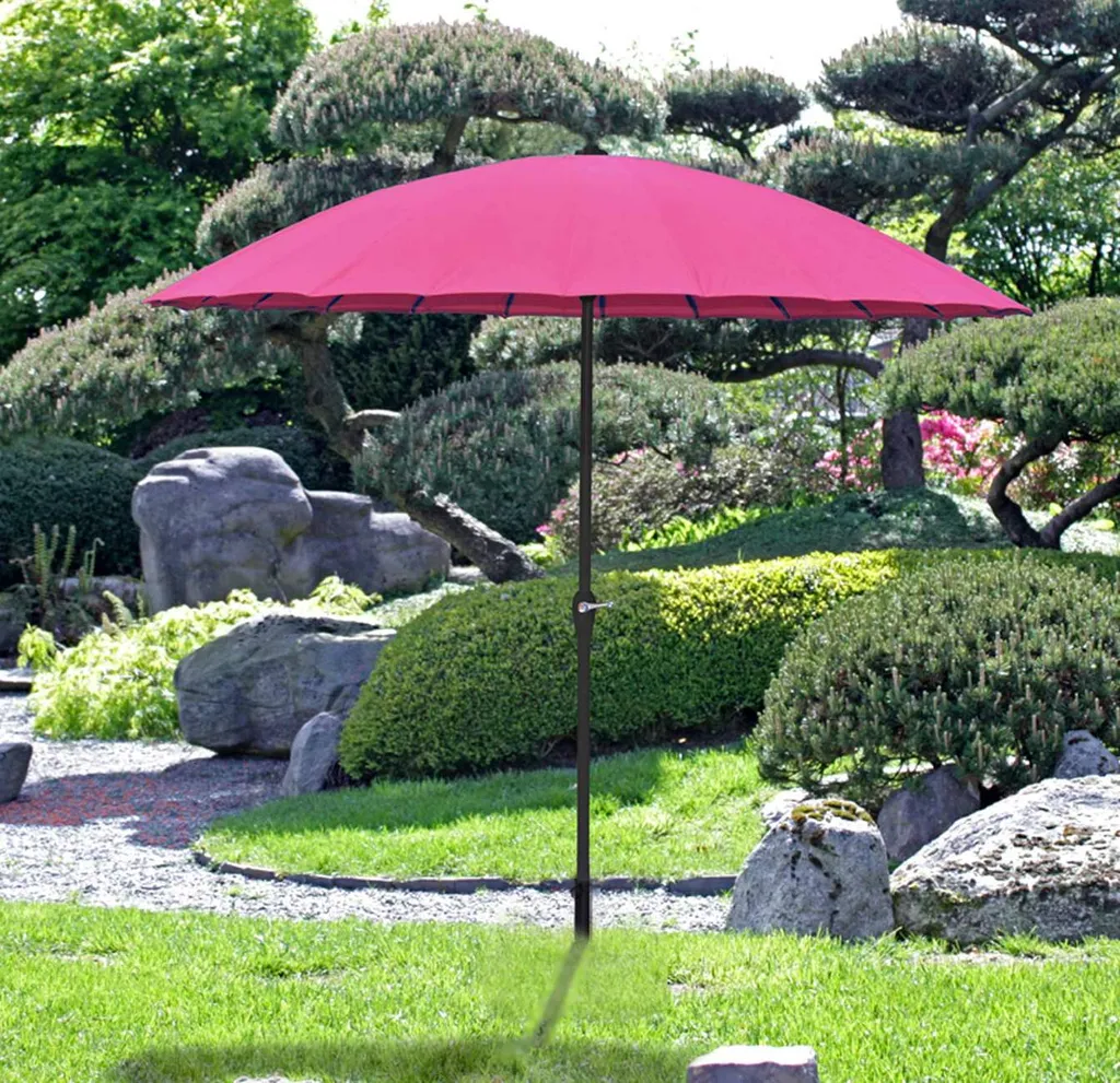 Garden Pleasure Sonnenschirm Ø 255 Cm Gartenschirm Kurbelschirm Schirm Pink 2 Garden Pleasure Sonnenschirm Ø 255 Cm Gartenschirm Kurbelschirm Schirm Pink – Bild 2